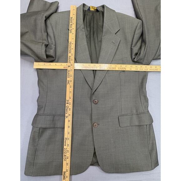 Men’s Brooks Brothers Pure New Wool Subtle Olive Blazer Jacket Lined Size 40S - Picture 3 of 10